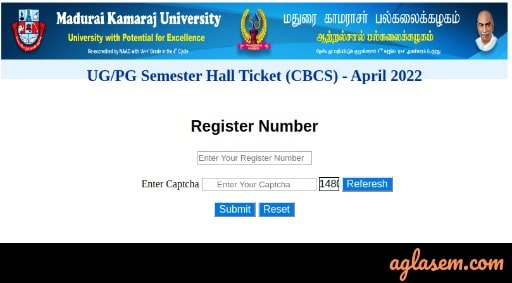 Madurai Kamraj University Hall Ticket