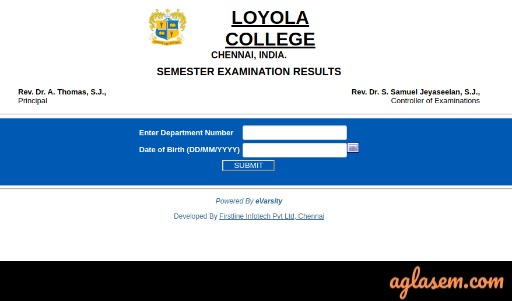 Loyola College Semester Exam Results