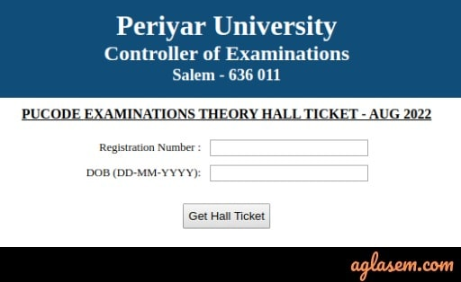 Periyar University Hall Tikcet